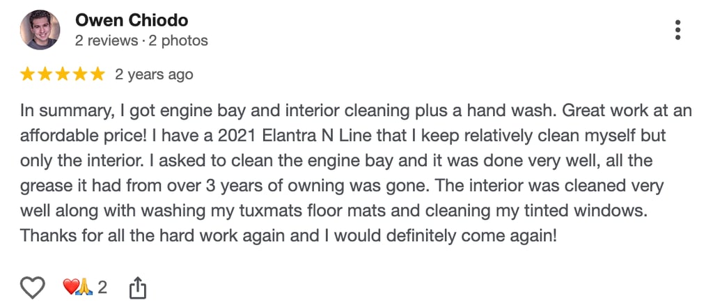 5-star Google review from Owen Chiodo